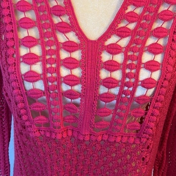CHICO'S crochet detail jaime‎ pullover in raspberry size S - Picture 3 of 6